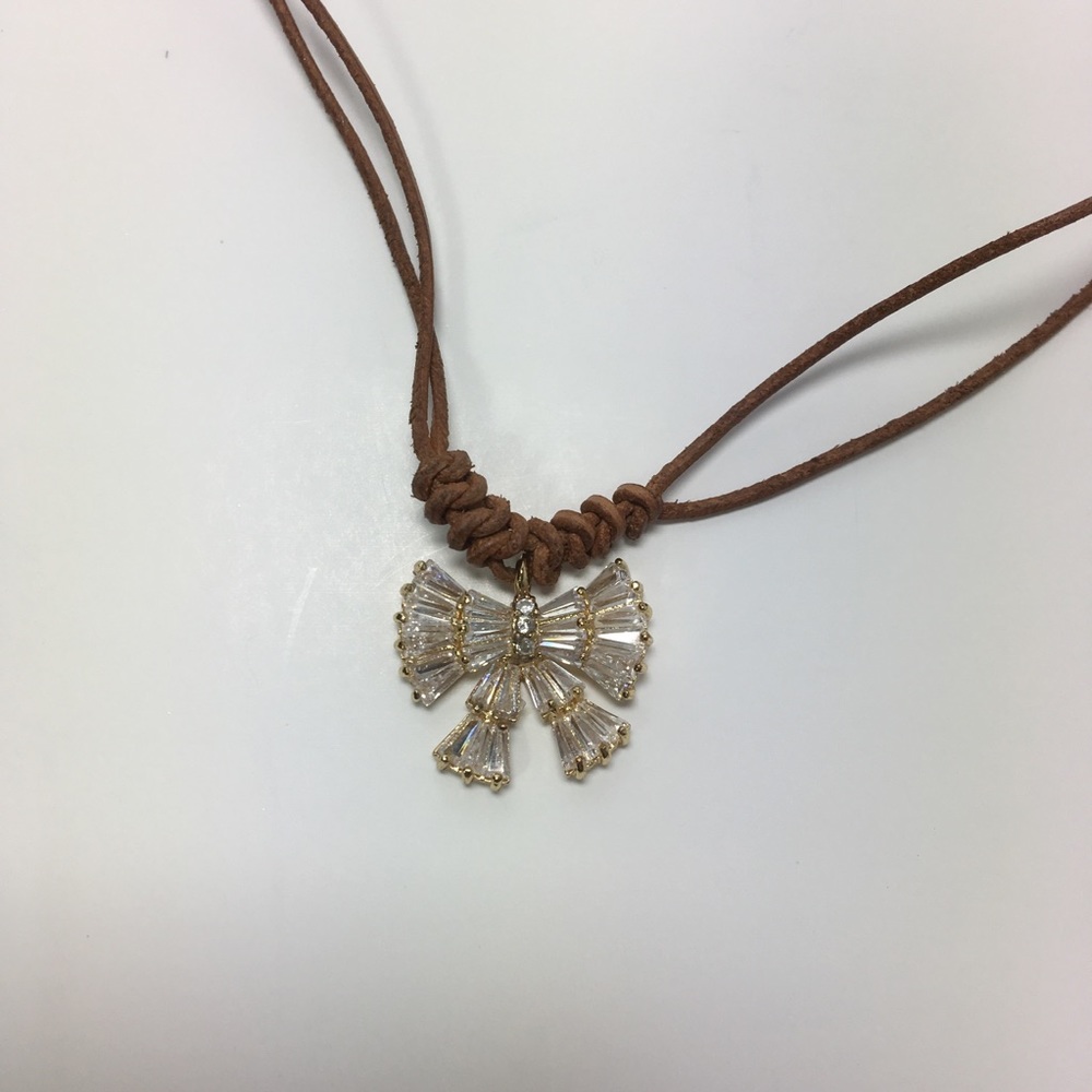 Crystal and leather choker